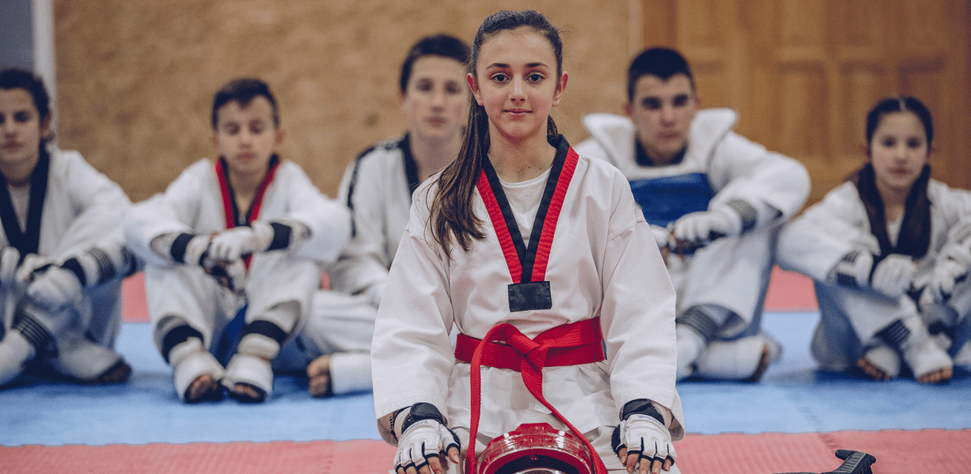 Children practicing Taekwondo